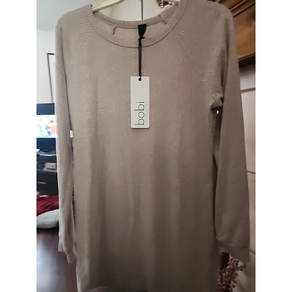 Bobi Los Angeles Sweater Womens XSmall Tan Pulllover Cotton Long Sleeve NWT A109